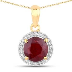 NEW DIANA M JEWELS women's round natural ruby pendant necklace (1.49 ct) - petit